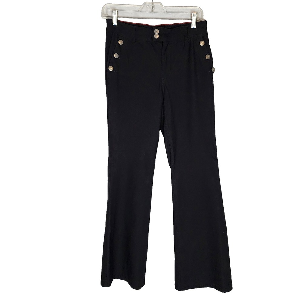 SABRINA LAUREN NY Size 10 Black Sailor Jeans Boot Cut Stretch Denim Punk Indie